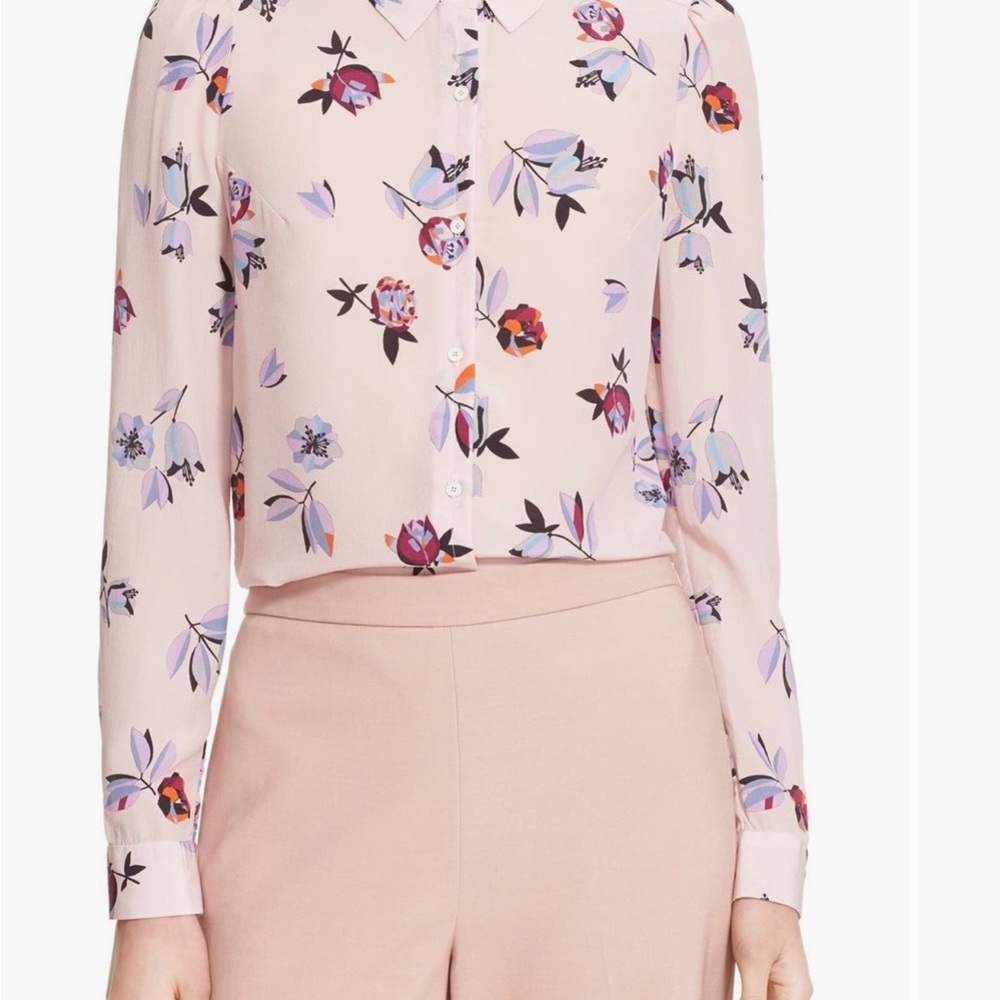 Rebecca Taylor Size 8 Women’s ‘Bellflower’ Print Silk Blouse